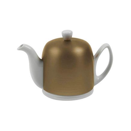 Salam White — Фарфоровый заварочный чайник на 6 чашек с бронзовой крышкой, белый Salam White артикул 216415, DEGRENNE, Франция