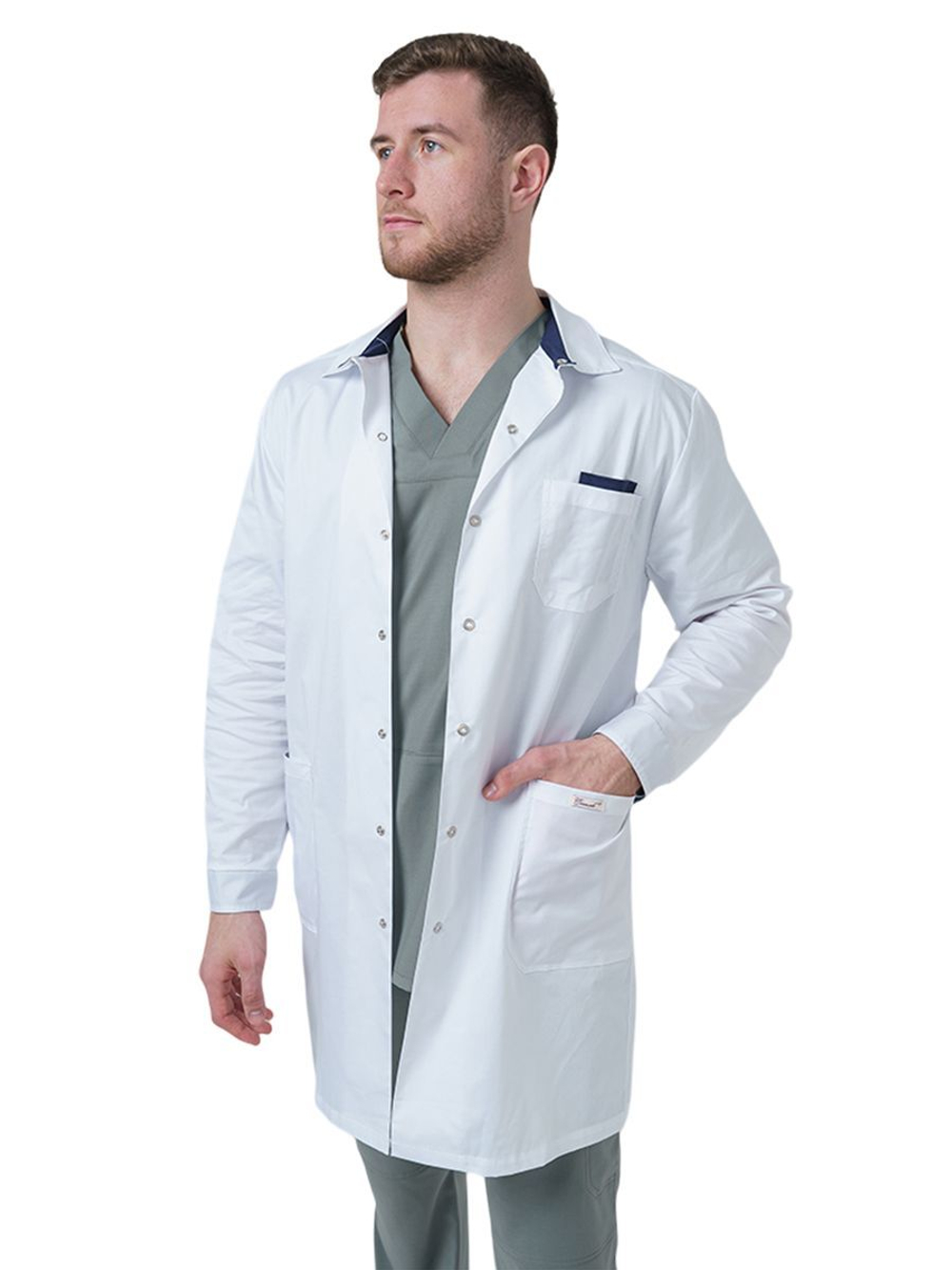 Халат медицинский мужской СтильБ 236СД, белый, 56