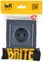 BRITE Розетка 1-местная без заземления без защитных шторок 10А в сб. РСР10-1-0-БрМ маренго IEK