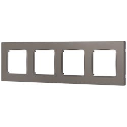 Рамка для розеток и выключателей ЭРА Серия 12 12-5204-16 на 4 поста, Классик, титан | ЭРА 12 Титан