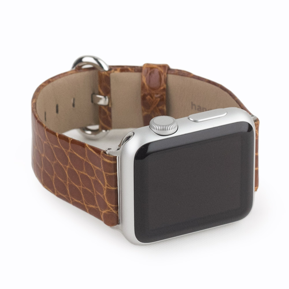 Ремешок для Apple Watch 40/41/42 mm из кожи аллигатора, цвета карамель лак
