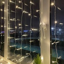Светодиодная новогодняя гирлянда ЭРА ENOZ-2B Занавес уличная 2 м*2 м желтая 96 LED | Гирлянды