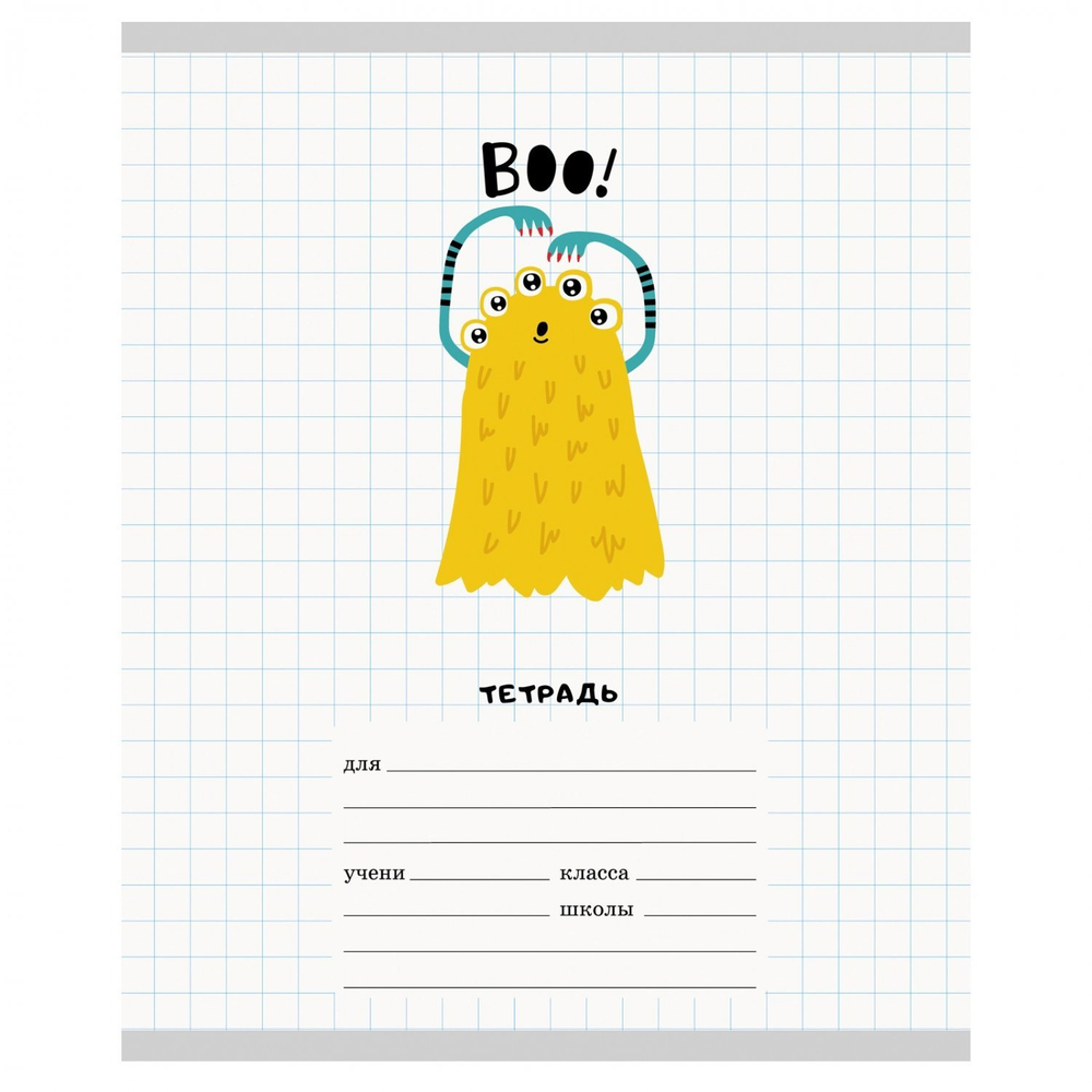 Тетрадь А5 12л., крупная клетка, Канц-Эксмо, скрепка, мелованный картон, "Воо!, 5 дизайнов