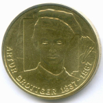 2 злотых 2010 год. Польша. Художник Артур Гротгер. Латунь, диаметр 27 мм. AUNC