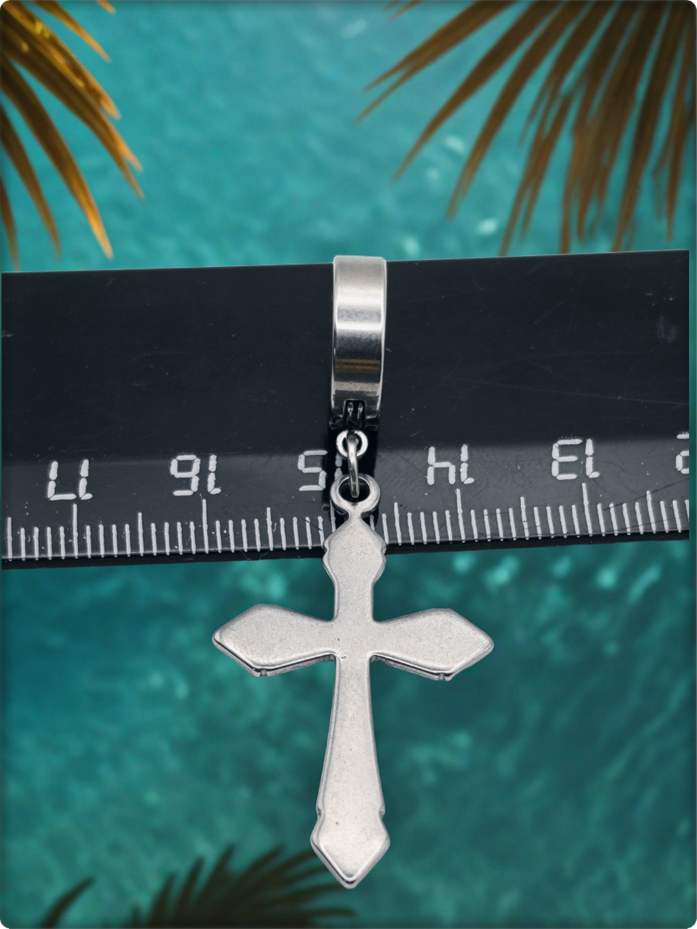 Стальная клипса (без прокола) "Крест большой". Медицинская сталь.