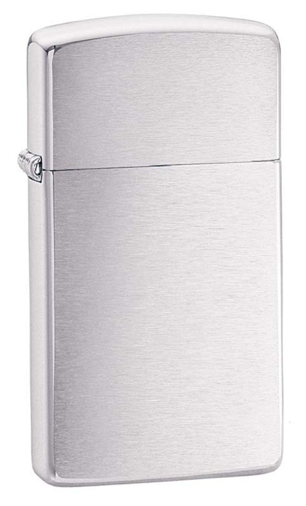 Легендарная классическая американская бензиновая узкая зажигалка ZIPPO Slim® с покрытием Brushed Chrome™ серебристая матовая из латуни и стали ZP-1600