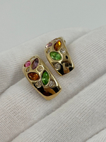Серьги с разноцветными кристаллами