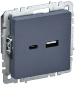 BRITE Розетка USB A+C 18Вт РЮ11-1-БрМ маренго IEK