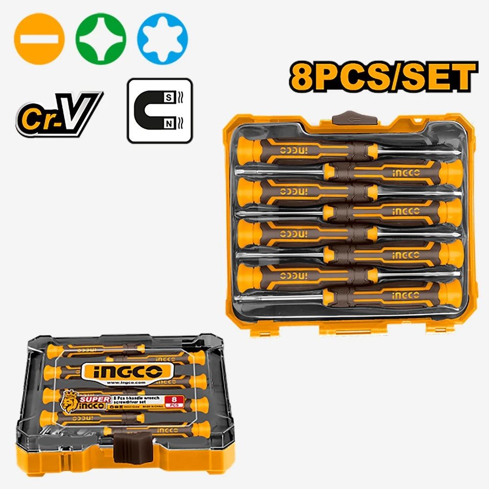 Набор прецизионных отверток INGCO HKSD0818 INDUSTRIAL 8 шт.