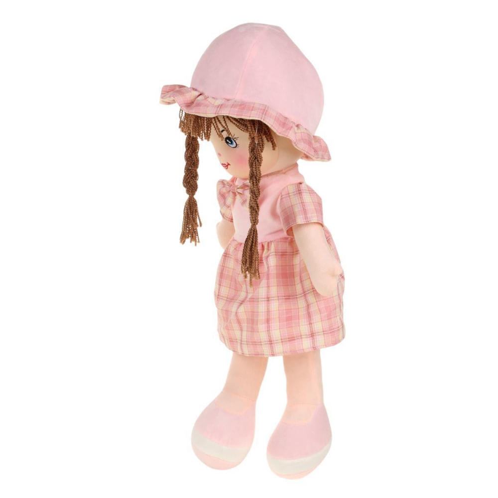 Кукла в платье с клечатой юбкой и клечатым бантом № 1 26x62x18см. (Hand)