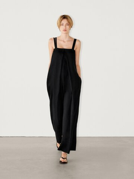 Massimo Dutti Комбинезон с бретелями и пуговицами, черный