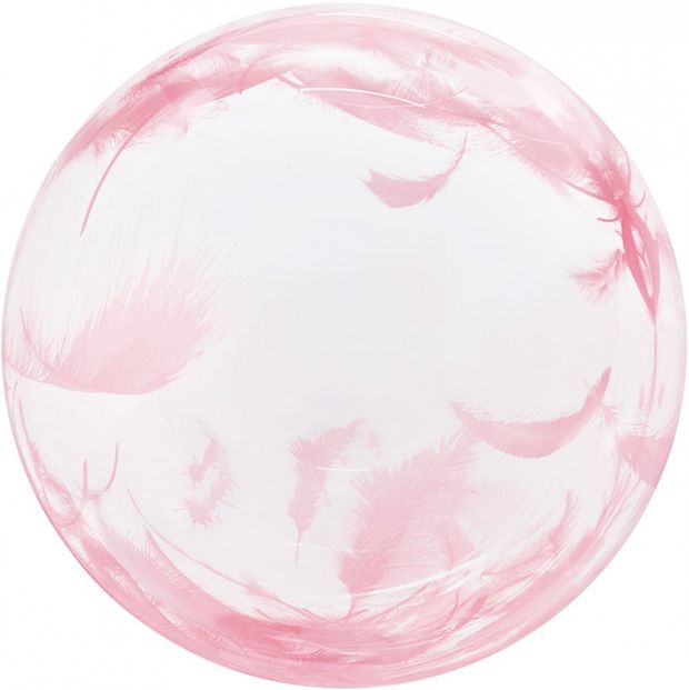К Bubble 18'' / 46 см   Розовые перья  Прозрачный  Кристалл (БГ-27)