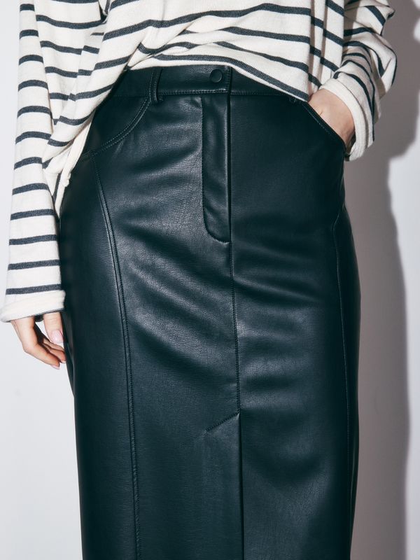Юбка миди из эко-кожи 