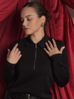 Поло с длинным рукавом на молнии