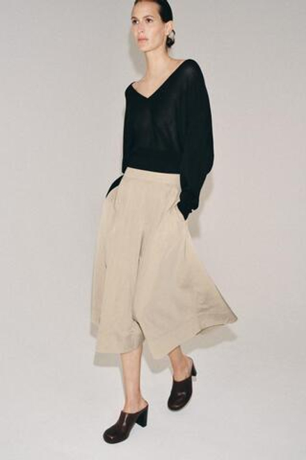 ZARA ЮБКА МИДИ-КЛЕШ — ZW COLLECTION, БЕЖЕВЫЙ