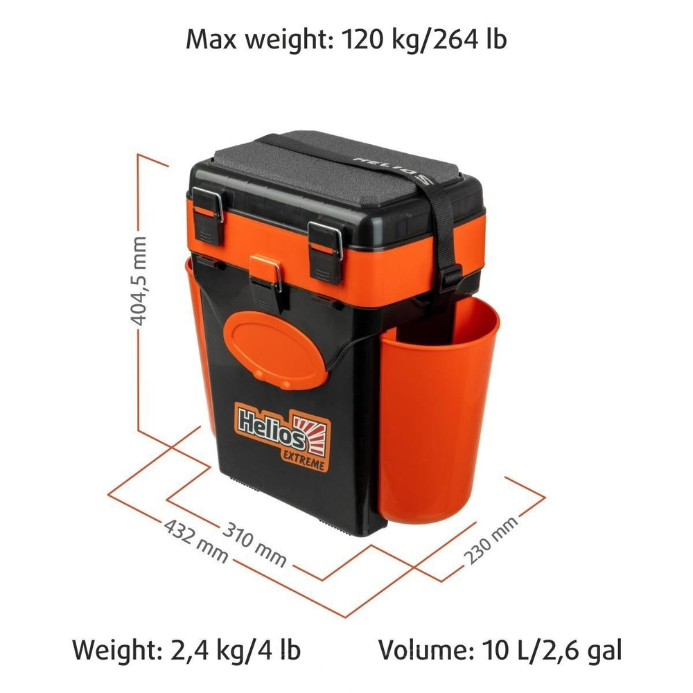 Ящик для зимней рыбалки Helios FishBox (10л) оранжевый