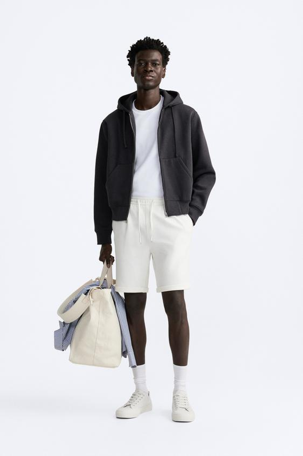 ZARA ШОРТЫ КОМФОРТНОЙ ПОСАДКИ, ЖЕЛТОВАТО-БЕЛЫЙ