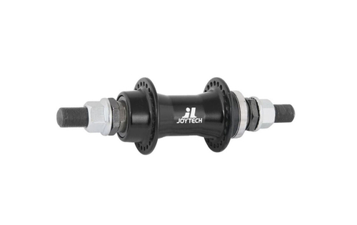 Втулка задняя Joytech A076-14, BMX на 48 спиц, гайки трещотка с резьбой 1.37", O.L.D. 110 мм, диаметр фланцев по отверстиям для спиц 45 мм, расстояние между фланцами 58 мм, ось 14 х 180 мм, алюминиевый корпус, чёрная, 465 г