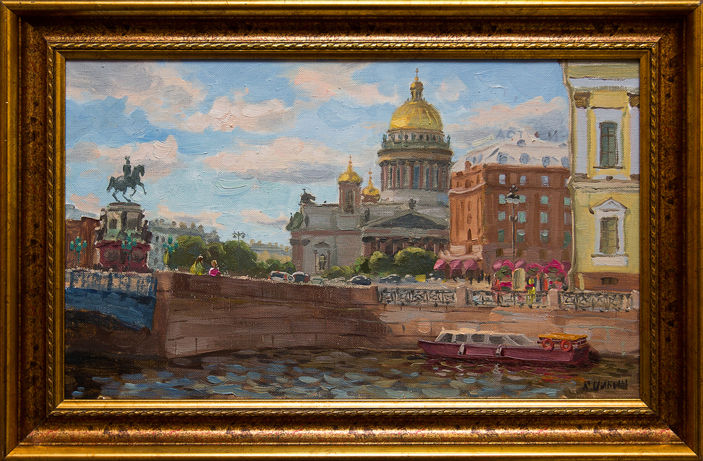 Картина маслом "Вид на Исаакиевскую площадь" Ильин