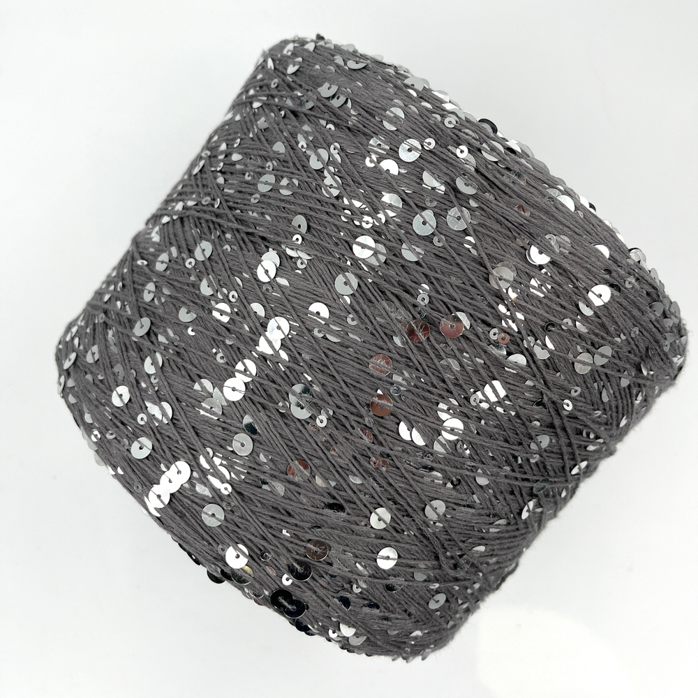 Королевские пайетки (3 и 6 мм), хлопок 100%, 330 м в 100 г , серебристый серый