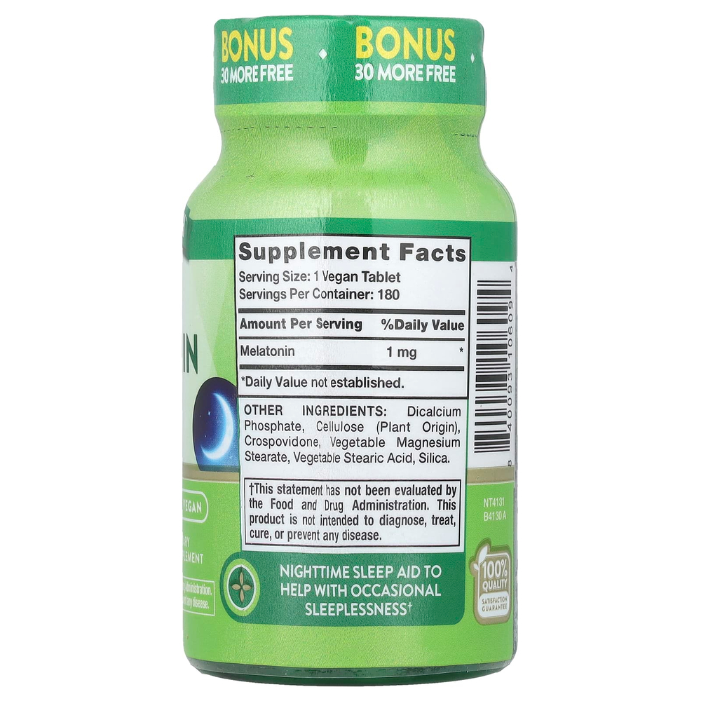 Nature's Truth, Мелатонин для сна, 1 мг, 180 таблеток