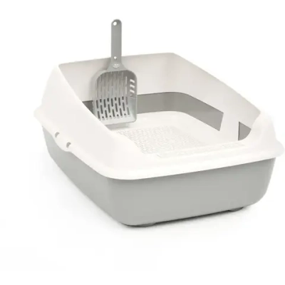 Набор для кошек (лоток с высокими бортами, сеткой и совком) (серый) (комплект 4 шт)