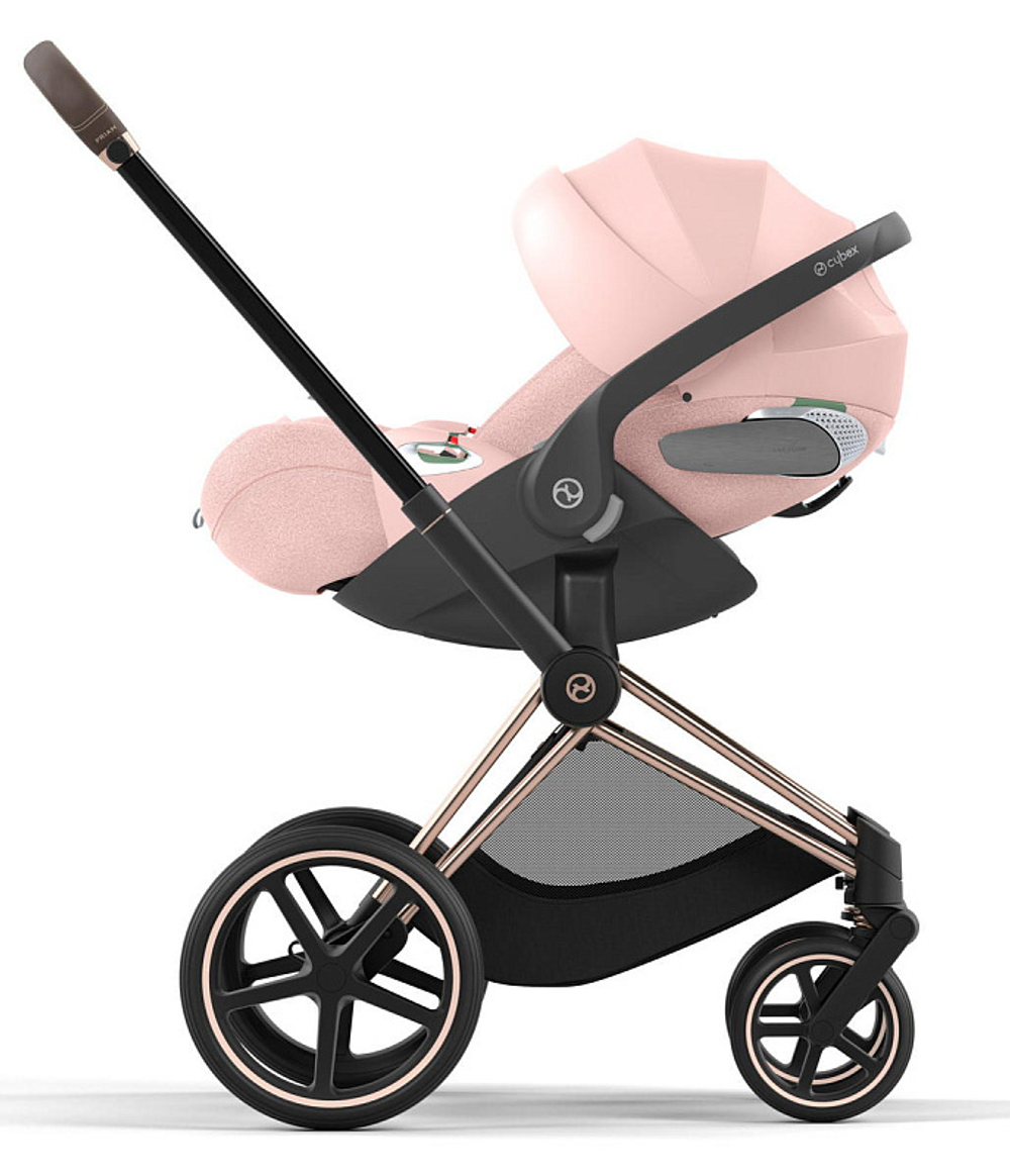 Коляска 3 в 1 Cybex Priam IV Rosegold complete и автокресло Cloud T i-Size Peach Pink Plus Leaf Green