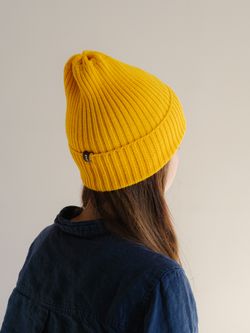 Шапка вязаная-резинка весенняя/осенняя КЭП(Горчица)