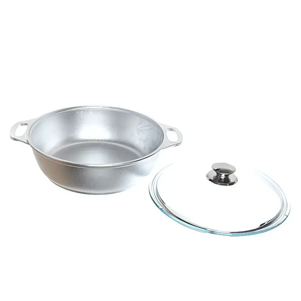 Кастрюля-жаровня 3л литой алюминий со стеклянной крышкой ж34