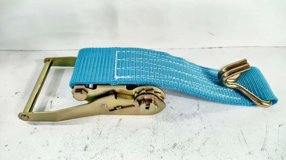 10Т-10М / Ремень стяжной для крепления груза, стяжка, 10 тонн, длина 10 метров, с крючками, синий, TG (1 шт. / комплект)