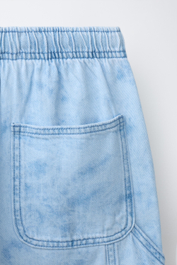 ZARA ДЖИНСОВЫЕ ШОРТЫ TIE DYE, ГОЛУБОЙ
