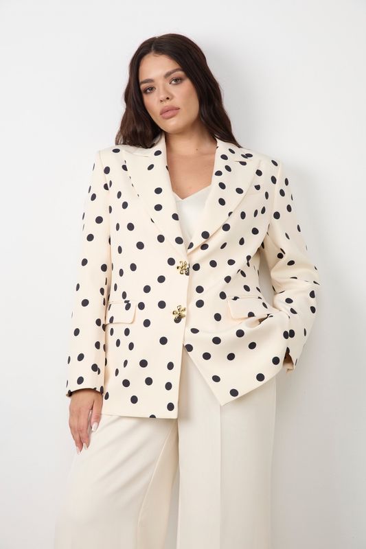 Жакет однобортный, принт горох