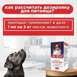 Суспензия от гельминтов для собак мелких пород, сладкий вкус Чистотел Глистогон, 5мл. Пирантел/Празиквантел
