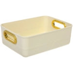 Корзина - органайзер для хранения с крышкой «ОКСФОРД», цвет айвори, 27,6*20,5*10см (лейбл Селфи)