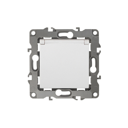 12-2103-01 ЭРА Розетка 2P+E Schuko со шторками с крышкой, 16A-250В, IP20, Эра12, белый