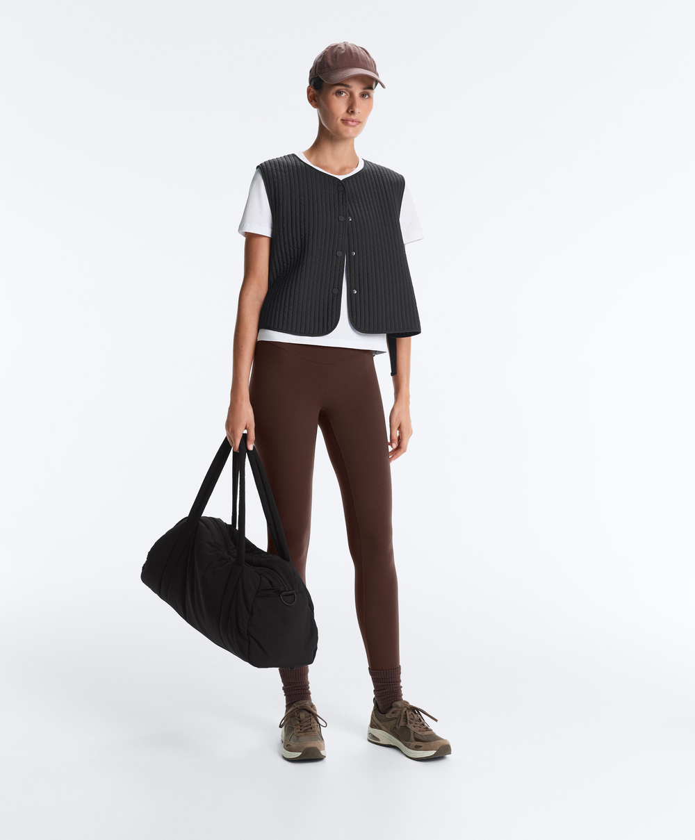 OYSHO Тонкий стеганый нейлоновый жилет, черный