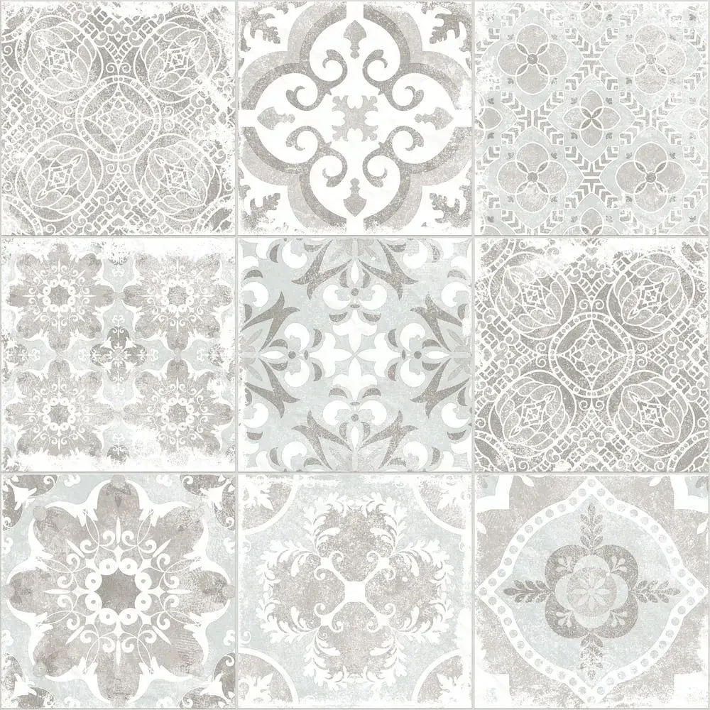 Керамогранит Alma Ceramica GFU04CTR17R Country 60x60 белый / серый сахарный с орнаментом