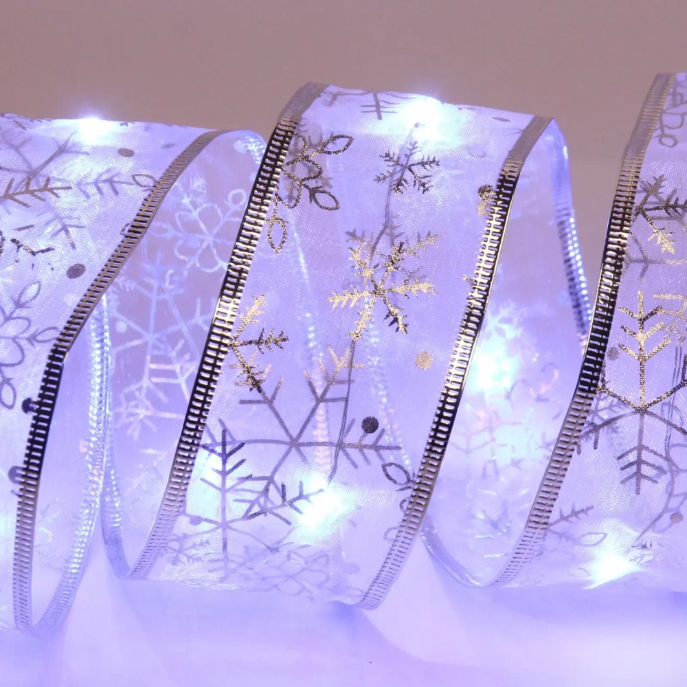 Гирлянда для дома ЛЕНТА ДЕКОРАТИВНАЯ «Снегопад» 2,0 м, 4.5 см, 20 ламп LED (на батарейках), Серебро (подсветка белый)