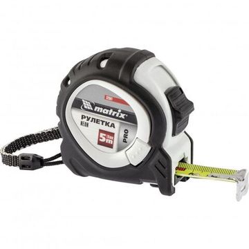 Рулетка Neon, 5 м x 19 мм, обрезиненный корпус, 3 фиксации, PRO Matrix 32591