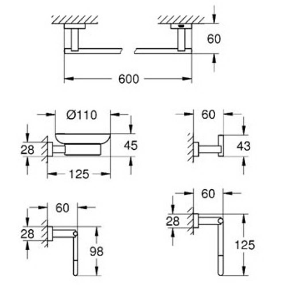 Набор аксессуаров для ванной Grohe Essentials Cube 40758001 Хром