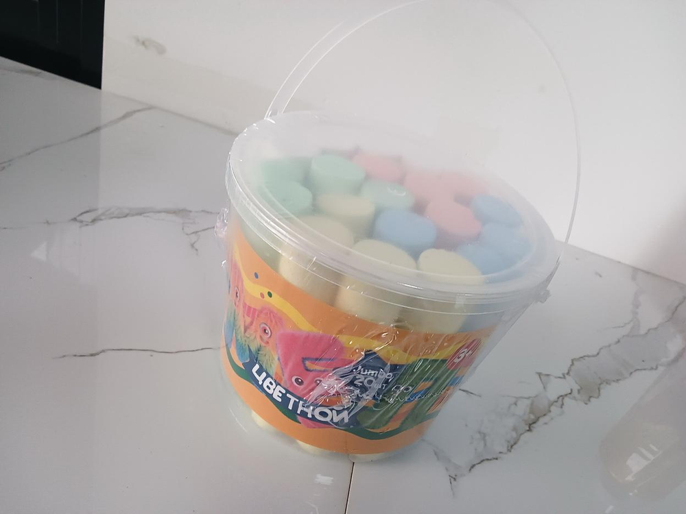 Мел цветной в ведре "FUNGURU", 20шт. Jumbo утолщенный