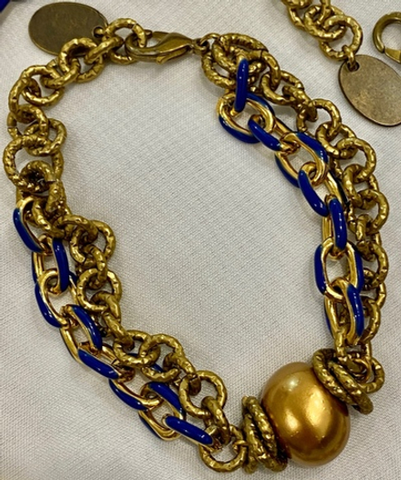 HMG 1332 Enamel chain 0.8cm blue браслет арт.1190