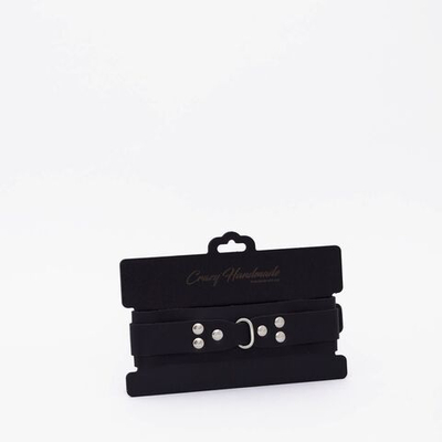 Черный ошейник из высококачественной натуральной кожи