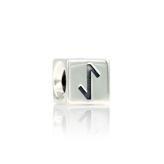 Шарм куб с руной Эйваз - подвеска из серебра 925 пробы, фото 1