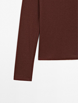 Massimo Dutti Футболка из смесового хлопка, бургундский