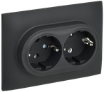 SKANDY Розетка 2-местная с заземлением без защитных шторок 16А в сборе SK-R08G графит IEK