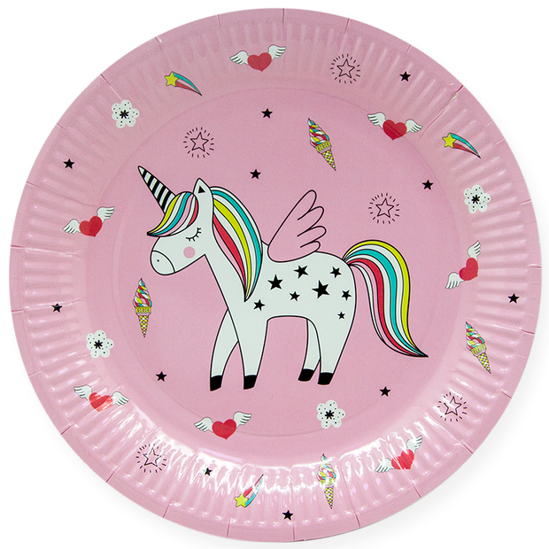 Тарелки (7''/18 см) Радужный единорог, Розовый, 6 шт.