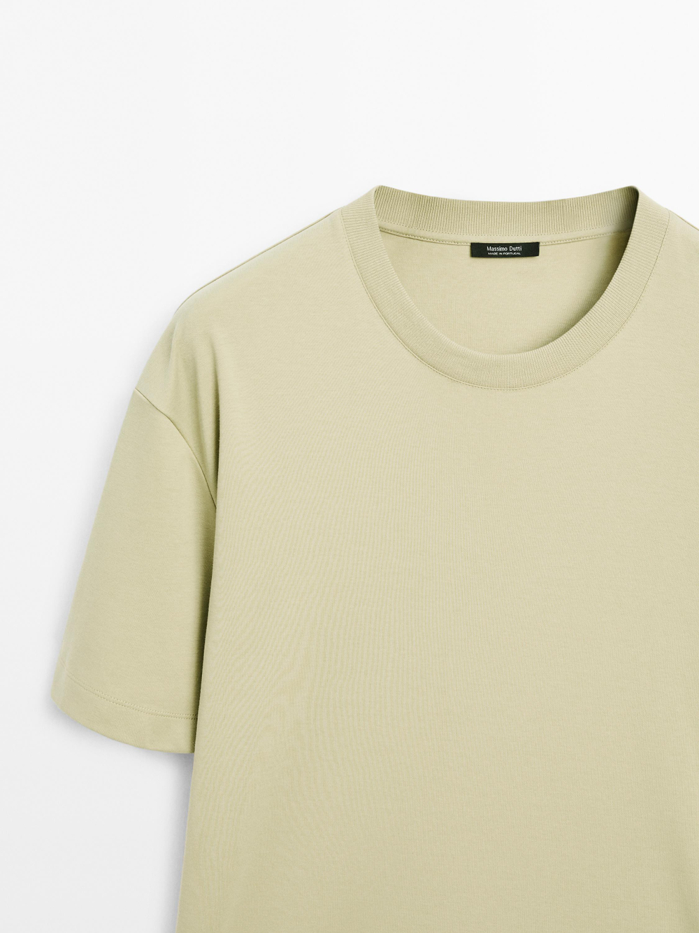 Massimo Dutti Хлопковая футболка-поло с короткими рукавами, зеленоватый