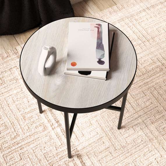 Стол журнальный МеталлАрт М011 бежевый дуб/черный малый