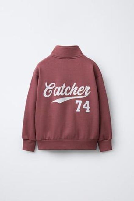 ZARA ТОЛСТОВКА С ВЫШИВКОЙ И НАШИВКОЙ, БУРГУНДИ